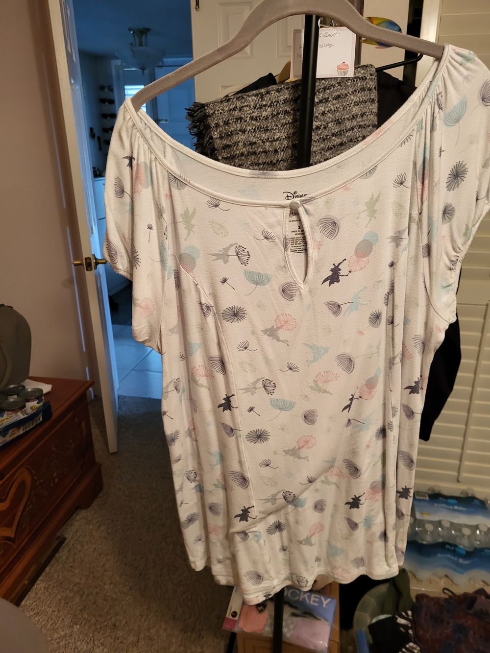 Disney White Off-Shoulder Seashell & Tinkerbell Print Top 23W X 27L